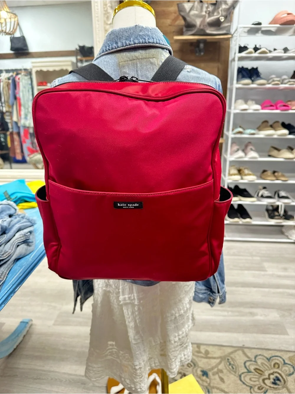 kate spade Red Nylon Messenger Crossbody with Black Strap
